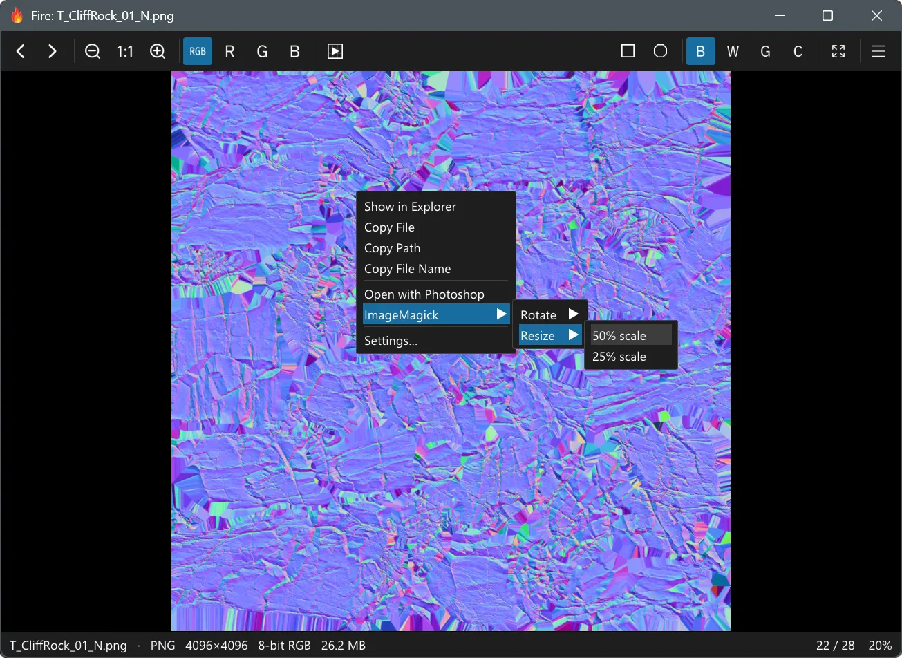 Context menu in Fire