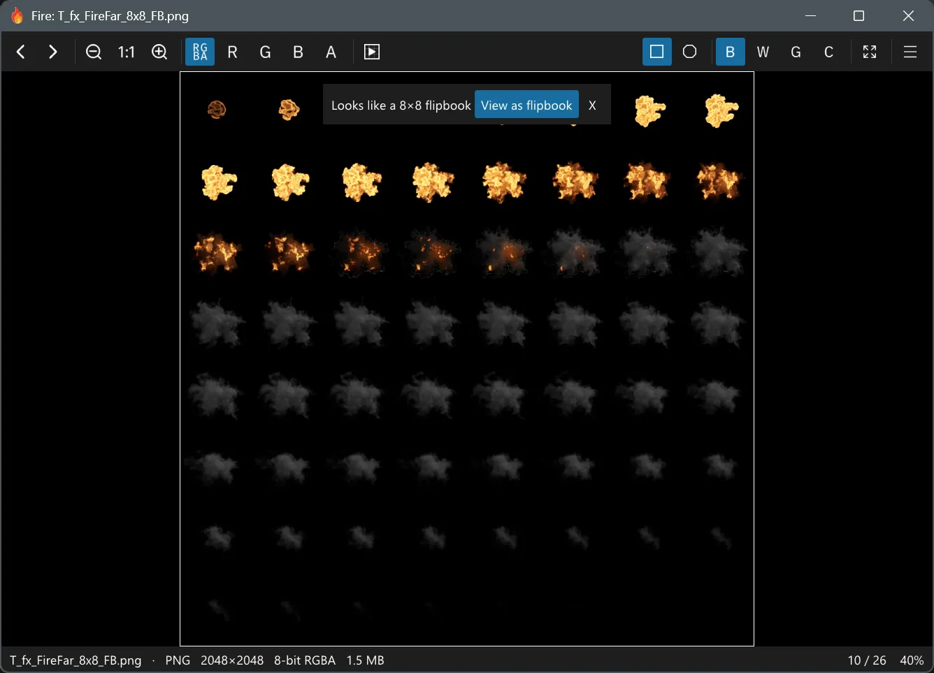 Flipbook detection in Fire