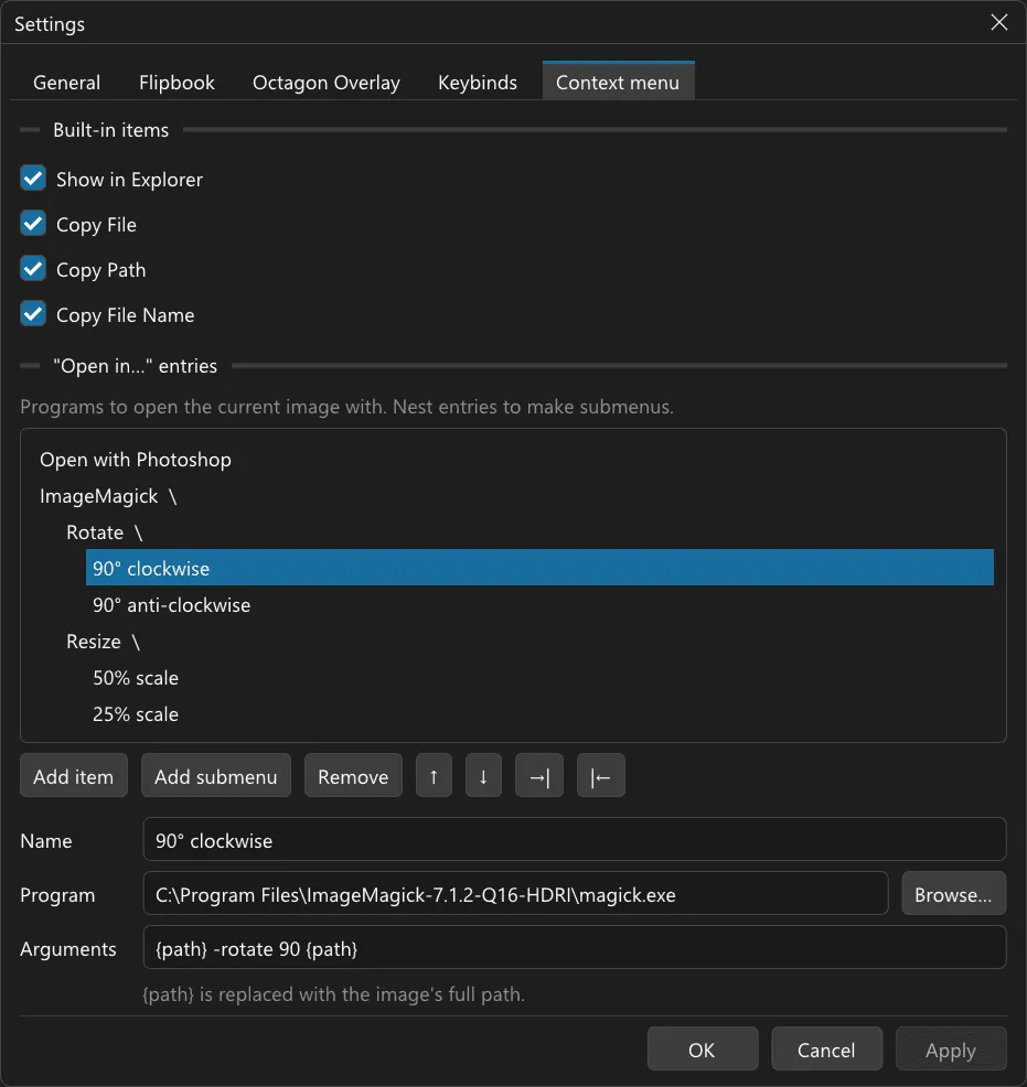 Settings GUI in Fire